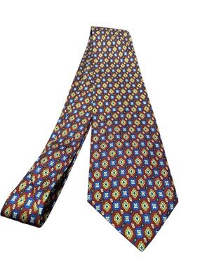 Henry Poole Savile Row London 100% Silk Geometric Floral Tie